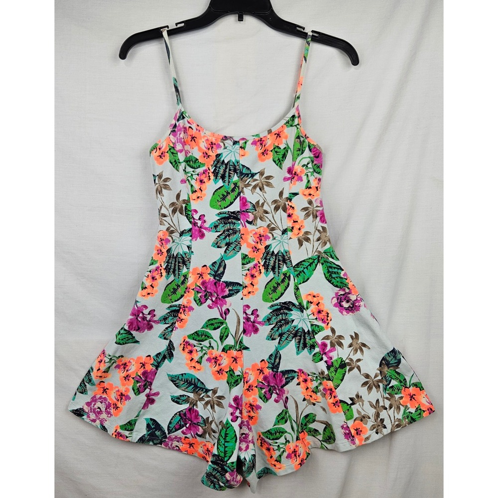 Express Floral Romper Womens XS Tropical Hibiscus Spaghetti‎ Strap Coquette